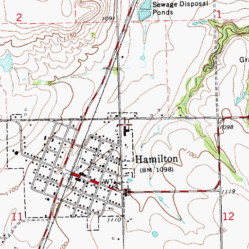 Topographic Map of Hamilton Elementary School, KS