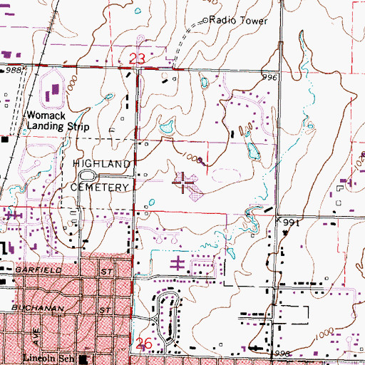 Topographic Map of Allen Community College, KS
