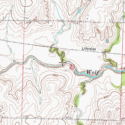 Topographic Map of Charlie Creek, KS
