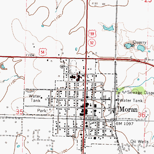 Topographic Map of Marmaton Valley Junior / Senior High School, KS