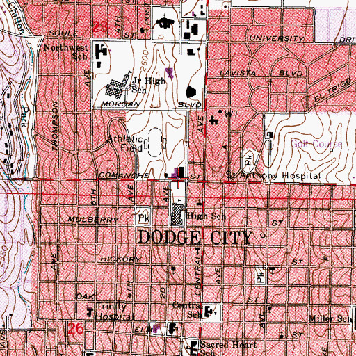 Topographic Map of Southwest Kansas Area Vocational-Technical School, KS