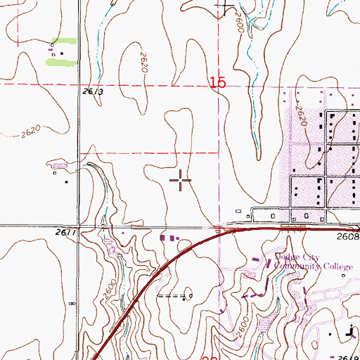 Topographic Map of Dodge City High School, KS