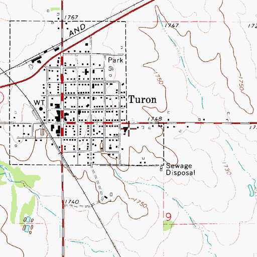 Topographic Map of Turon Elementary School, KS