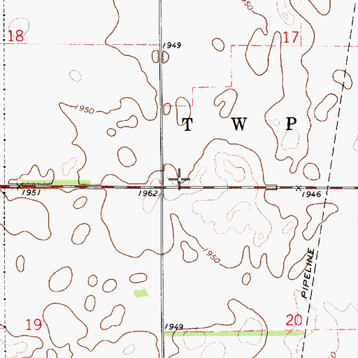 Topographic Map of Pretty Prairie High School (historical), KS