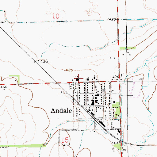 Topographic Map of Andale Elementary - Middle School, KS