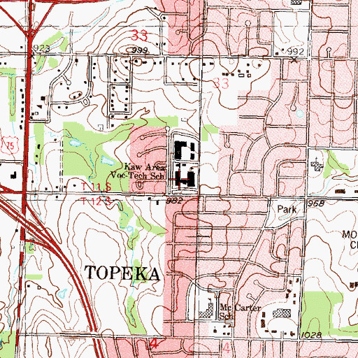 Topographic Map of Washburn Institute of Technology, KS