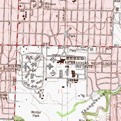 Topographic Map of Kansas Neurological Institute, KS
