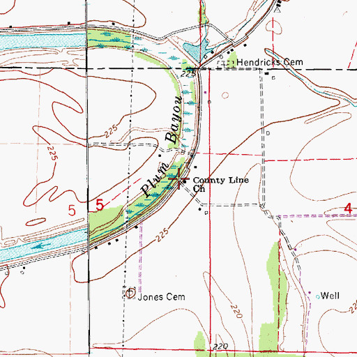 Topographic Map of County Line Church, AR
