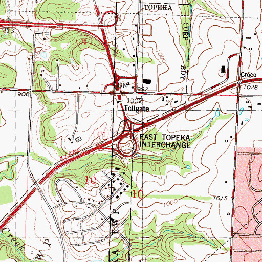 Topographic Map of East Topeka Interchange, KS