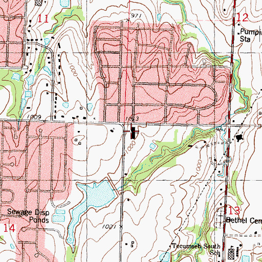 Topographic Map of East Side Baptist Church, KS