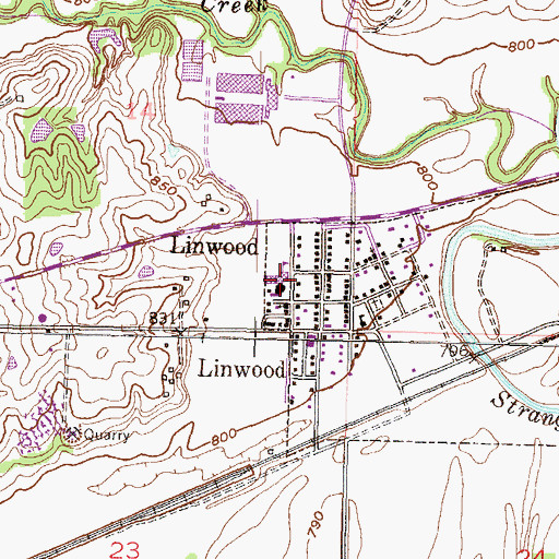 Topographic Map of Linwood Elementary School, KS