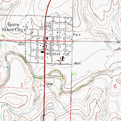 Topographic Map of Gove Elementary School, KS