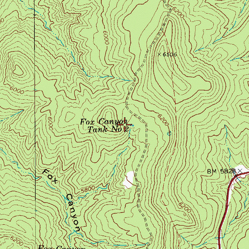 Topographic Map of Fox Canyon Tank Number Two, AZ