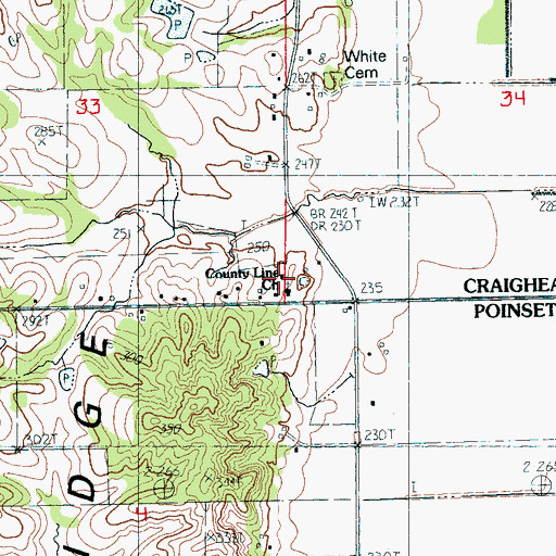 Topographic Map of County Line Church, AR