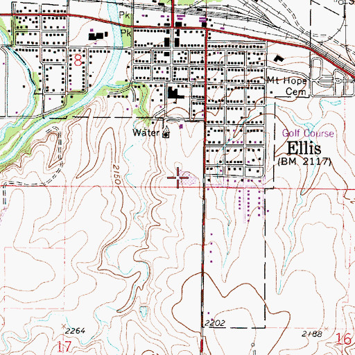 Topographic Map of Ellis High School, KS