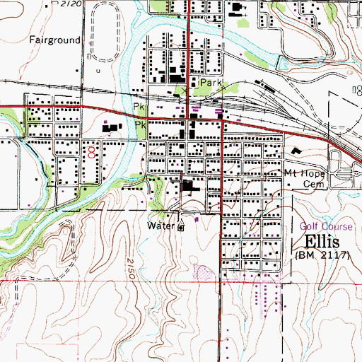 Topographic Map of Washington Grade School, KS