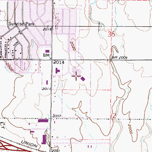 Topographic Map of Hays High School, KS