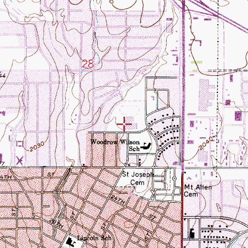Topographic Map of Hays Middle School, KS