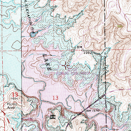 Topographic Map of Otoe Public Use Area, KS