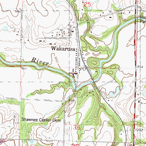 Topographic Map of Wakarusa Presbyterian Church, KS