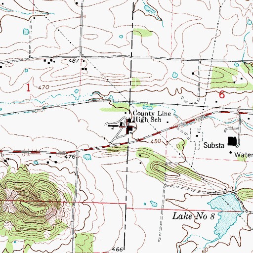 Topographic Map of County Line High School, AR