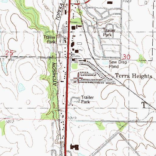 Topographic Map of Terra Heights Baptist Church, KS
