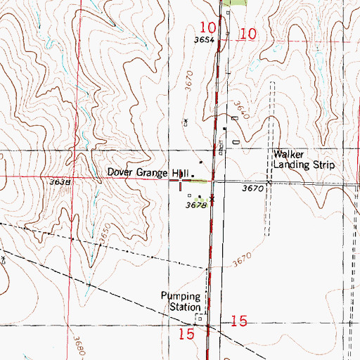 Topographic Map of Dover Grange Hall, KS