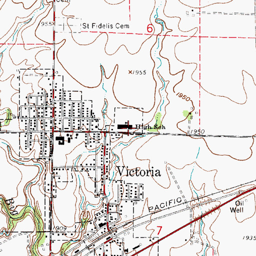 Topographic Map of Victoria Junior - Senior High School, KS