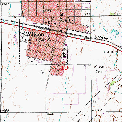 Topographic Map of Wilson Elementary School, KS