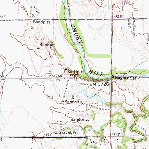 Topographic Map of Ell-Saline Elementary School, KS