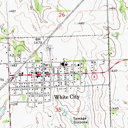 Topographic Map of White City Elementary School, KS
