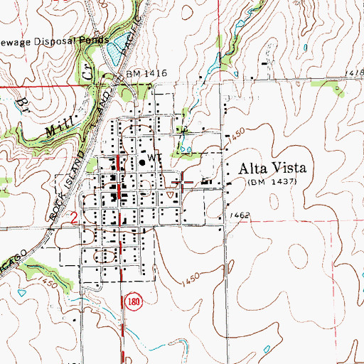Topographic Map of Prairie Heights Middle School, KS