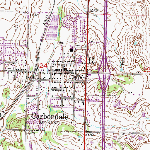 Topographic Map of Carbondale Community United Church of Christ, KS