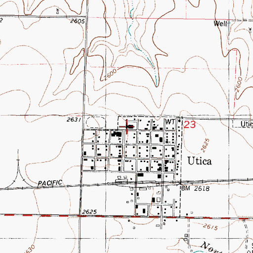 Topographic Map of Utica Elementary School, KS