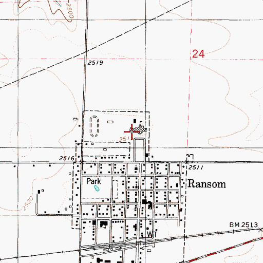 Topographic Map of Western Plains High School, KS