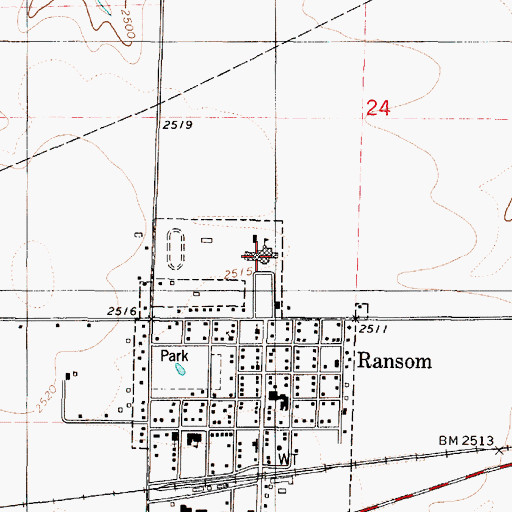 Topographic Map of Western Plains North Elementary School, KS