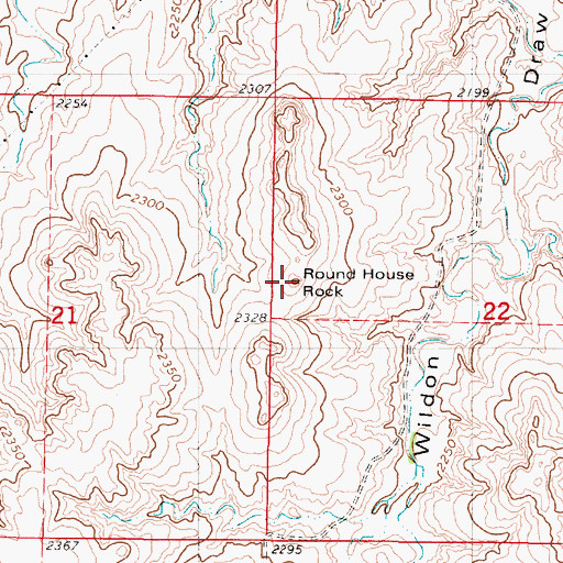 Topographic Map of Round House Rock, KS