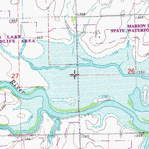 Topographic Map of Marion Wildlife Area, KS