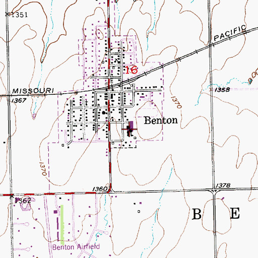 Topographic Map of Circle Benton Elementary School, KS