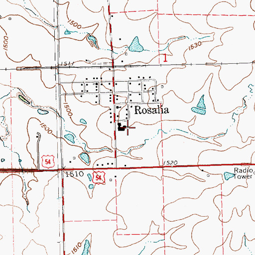 Topographic Map of Flinthills Middle / High School, KS