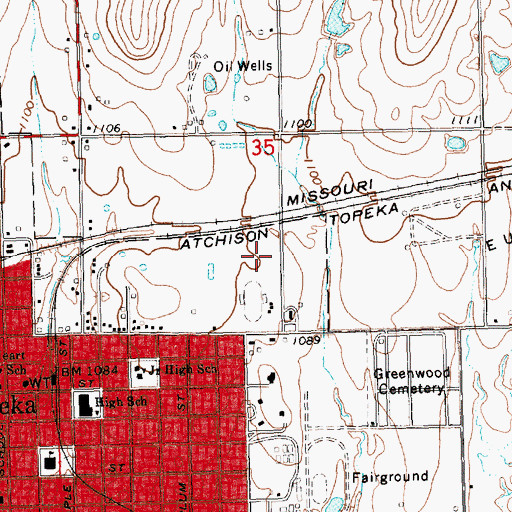 Topographic Map of Eureka Junior / Senior High School, KS