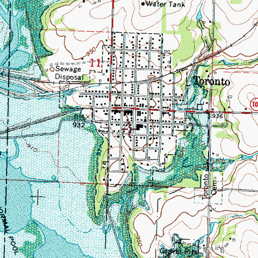Topographic Map of Toronto Elementary School, KS