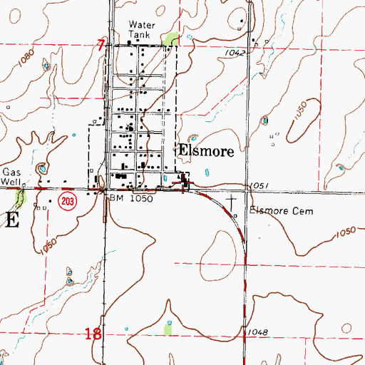 Topographic Map of Elsmore Elementary School (historical), KS