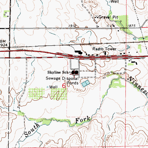 Topographic Map of Skyline Elementary School, KS