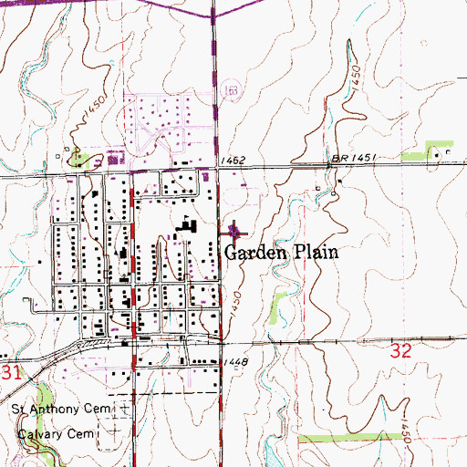 Topographic Map of Garden Plain Elementary School, KS
