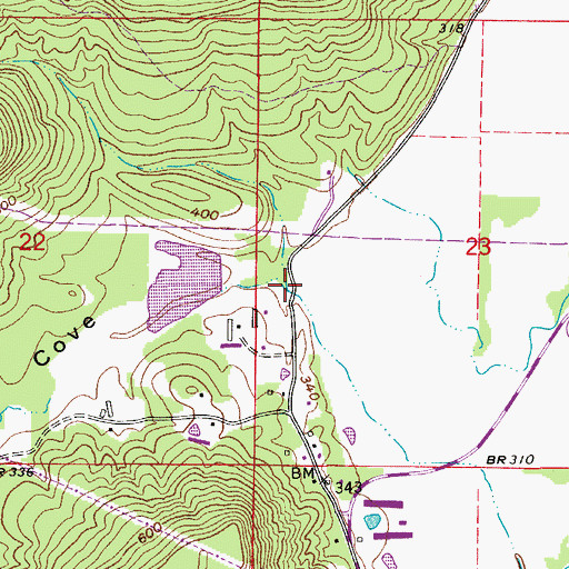 Topographic Map of Cove Creek, AR
