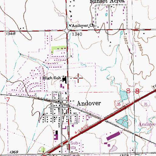 Topographic Map of Andover High School, KS