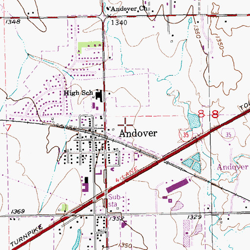 Topographic Map of Andover Middle School, KS