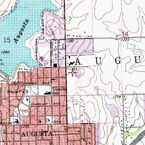 Topographic Map of Augusta High School, KS