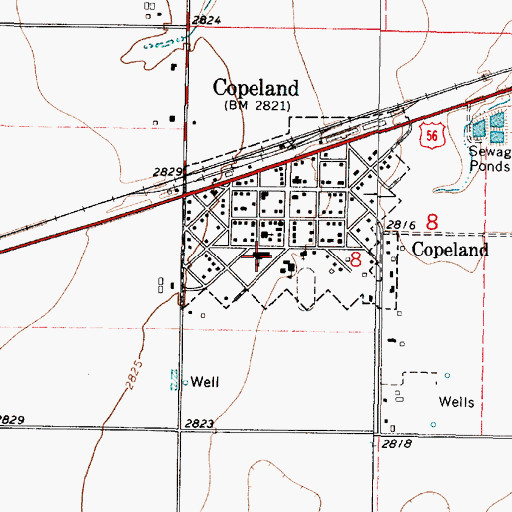 Topographic Map of Copeland Elementary School, KS